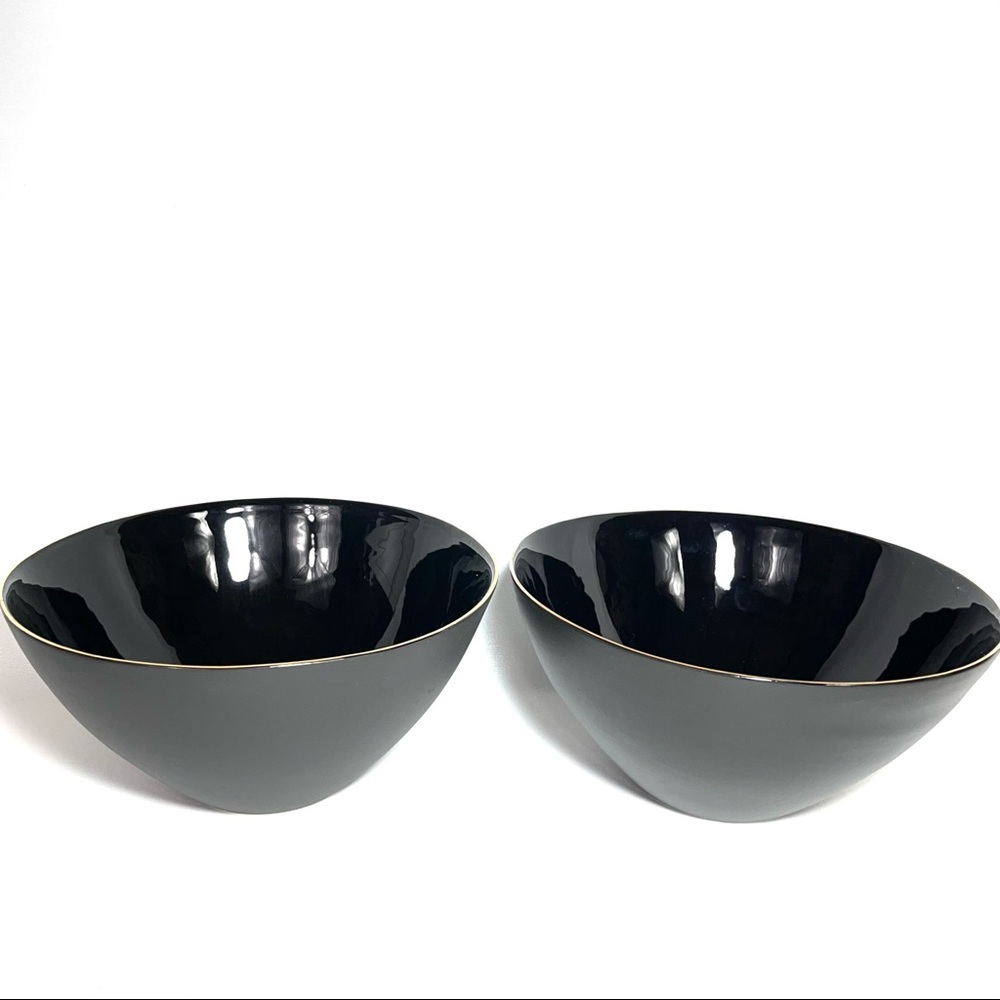 Canvas Home Abbesses Noir Large Bowl Gold Rim 9.5”